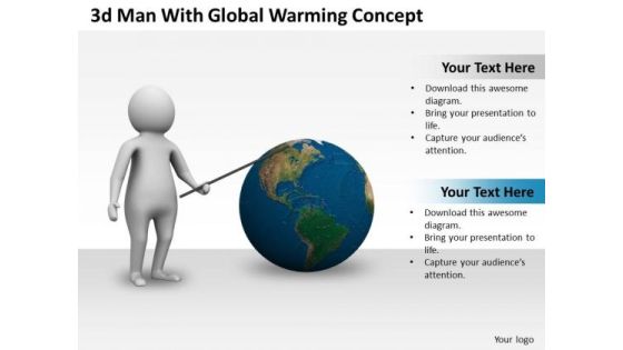 New Business Strategy 3d Man With Global Warming Concept Characters New Business Strategy 3d Man With Global Warming Concept Characters