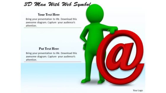 New Business Strategy 3d Man With Web Symbol Characters