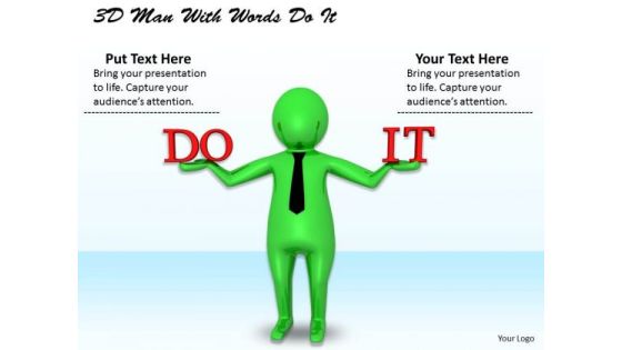 New Business Strategy 3d Man With Words Do Characters
