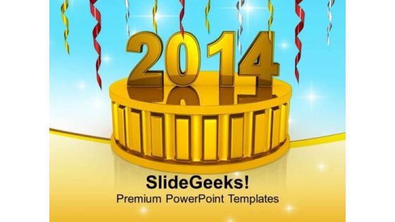 New Year 2014 On Golden Podium PowerPoint Template 1113 New Year 2014 On Golden Podium PowerPoint Template 1113
