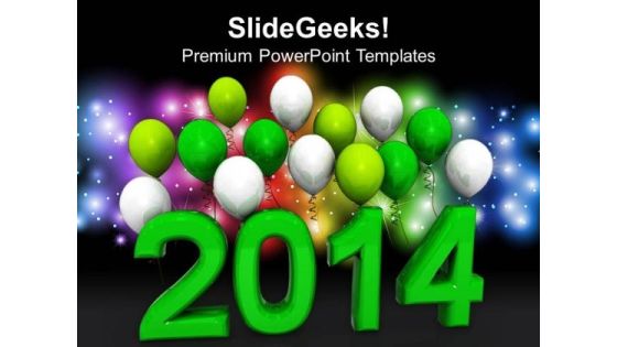 New Year 2014 With Balloons PowerPoint Template 1113 New Year 2014 With Balloons PowerPoint Template 1113