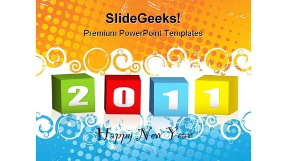 New Year Wood Blocks Symbol PowerPoint Templates And PowerPoint Backgrounds 0511 New Year Wood Blocks Symbol PowerPoint Templates And PowerPoint Backgrounds 0511