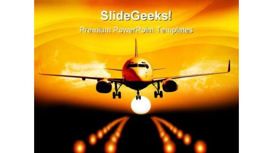 Night Landing Airplane Transportation PowerPoint Templates And PowerPoint Backgrounds 0311 Night Landing Airplane Transportation PowerPoint Templates And PowerPoint Backgrounds 0311