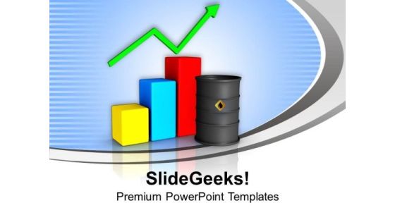 Oil Barrel With Arrow Graph Finance PowerPoint Templates And PowerPoint Themes 1112