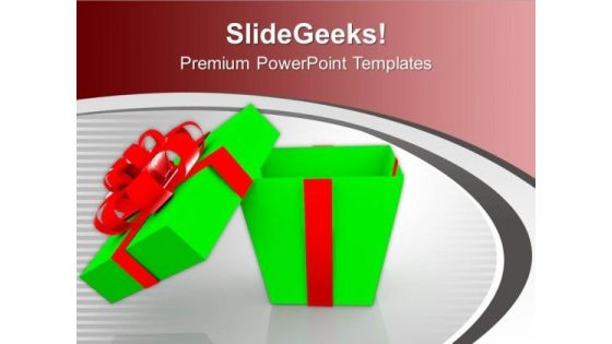 Open Gift Box Over White Background Celebration PowerPoint Templates Ppt Backgrounds For Slides 0113
