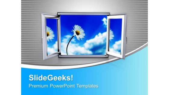 Open Window With Floral Background Nature PowerPoint Templates Ppt Backgrounds For Slides 0313 Open Window With Floral Background Nature PowerPoint Templates Ppt Backgrounds For Slides 0313