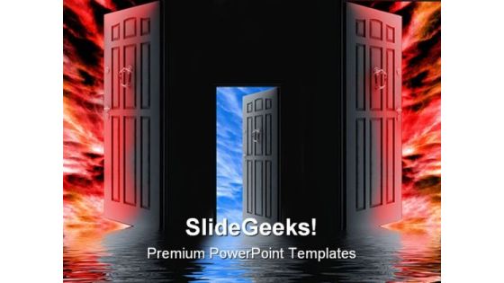 Opened Door Choices Symbol PowerPoint Themes And PowerPoint Slides 0511