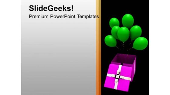 Opened Gift Box With Green Balloons Beauty PowerPoint Templates Ppt Backgrounds For Slides 0113 Opened Gift Box With Green Balloons Beauty PowerPoint Templates Ppt Backgrounds For Slides 0113