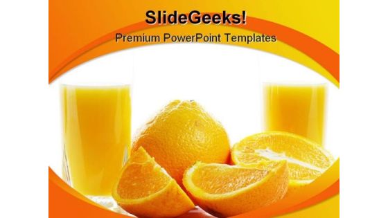 Orange With Juice Food PowerPoint Template 0810