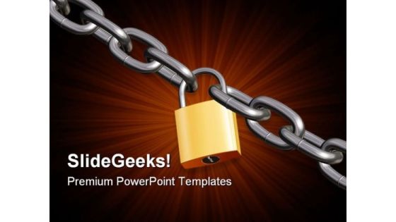 Padlock With Chain Security PowerPoint Themes And PowerPoint Slides 0711 Padlock With Chain Security PowerPoint Themes And PowerPoint Slides 0711