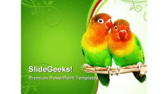 Pair Of Lovebirds Animals PowerPoint Templates And PowerPoint Backgrounds 0611 Pair Of Lovebirds Animals PowerPoint Templates And PowerPoint Backgrounds 0611