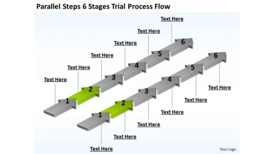 Parallel Data Processing Steps 6 Stages Trial Flow PowerPoint Templates