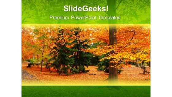 Park With Green And Yellow Tree PowerPoint Templates Ppt Backgrounds For Slides 0613