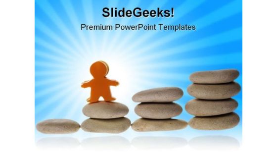 Pebbles Ladder Business PowerPoint Backgrounds And Templates 1210