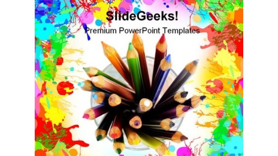 Pencils In A Glass Education PowerPoint Template 1110