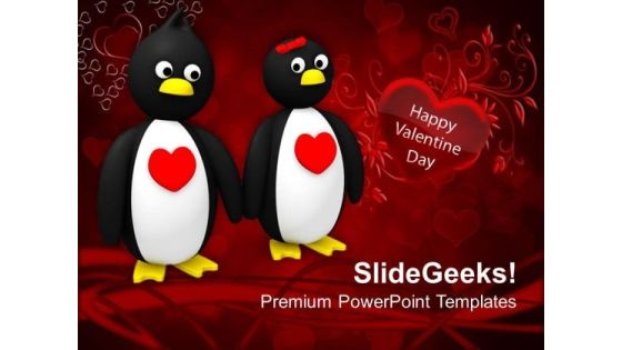Penguin Couple Holding Hands PowerPoint Templates Ppt Backgrounds For Slides 0213 Penguin Couple Holding Hands PowerPoint Templates Ppt Backgrounds For Slides 0213
