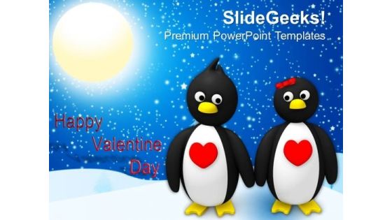 Penguin Couple Holding Hands Valentines Day PowerPoint Templates Ppt Backgrounds For Slides 0213 Penguin Couple Holding Hands Valentines Day PowerPoint Templates Ppt Backgrounds For Slides 0213