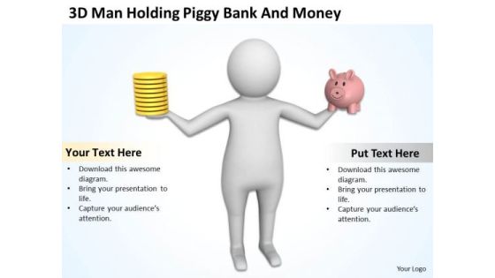 People Business 3d Man Holding Piggy Bank And Money PowerPoint Templates Ppt Backgrounds For Slides People Business 3d Man Holding Piggy Bank And Money PowerPoint Templates Ppt Backgrounds For Slides