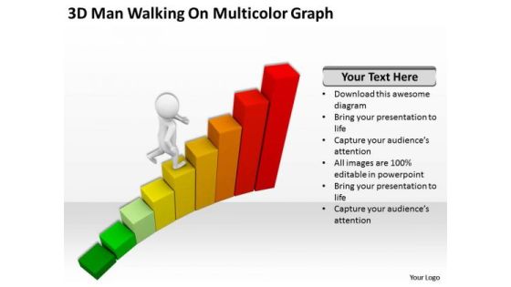 People Business 3d Man Walking On Multicolor Graph PowerPoint Slides People Business 3d Man Walking On Multicolor Graph PowerPoint Slides