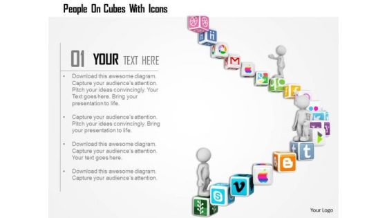 People On Cubes With Icons PowerPoint Templates