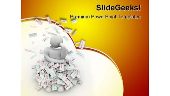 Person Buried In Bills Finance PowerPoint Templates And PowerPoint Backgrounds 0511