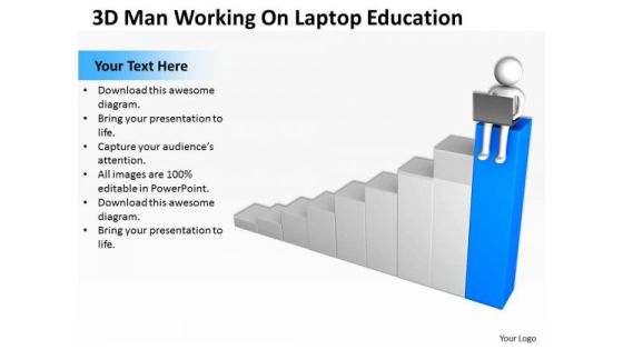 Pictures Of Business Men 3d Man Working On Laptop Education PowerPoint Slides