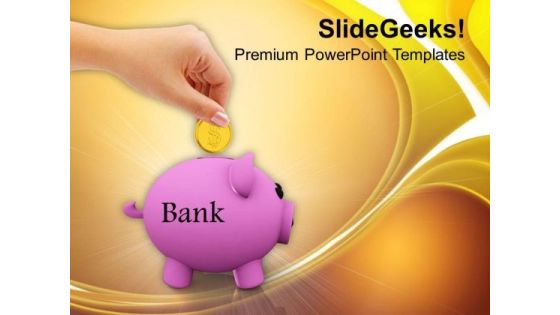 Piggy Bank Golden Coin Savings Finance PowerPoint Templates Ppt Backgrounds For Slides 0213 Piggy Bank Golden Coin Savings Finance PowerPoint Templates Ppt Backgrounds For Slides 0213