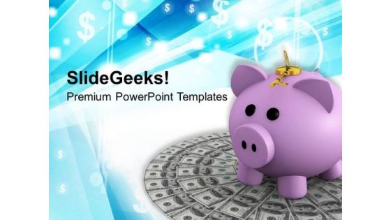 Piggy Bank On Dollar Money Security PowerPoint Templates Ppt Backgrounds For Slides 0113 Piggy Bank On Dollar Money Security PowerPoint Templates Ppt Backgrounds For Slides 0113