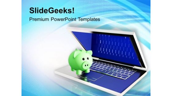Piggy Bank Over A Laptop PowerPoint Templates Ppt Backgrounds For Slides 0213 Piggy Bank Over A Laptop PowerPoint Templates Ppt Backgrounds For Slides 0213