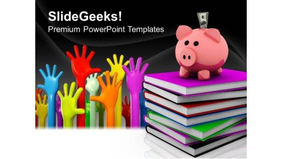 Piggy Bank Over A Stack Of Colorful Books Success PowerPoint Templates And PowerPoint Themes 0812 Piggy Bank Over A Stack Of Colorful Books Success PowerPoint Templates And PowerPoint Themes 0812