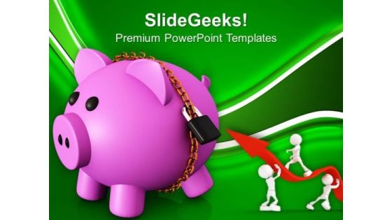 Piggy Bank Secured With Padlock And Chain PowerPoint Templates Ppt Backgrounds For Slides 0213