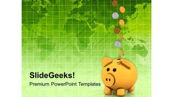 Piggy Bank With Coins Success PowerPoint Templates Ppt Backgrounds For Slides 0113