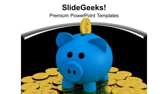 Piggy Bank With Golden Coins PowerPoint Templates Ppt Backgrounds For Slides 0213