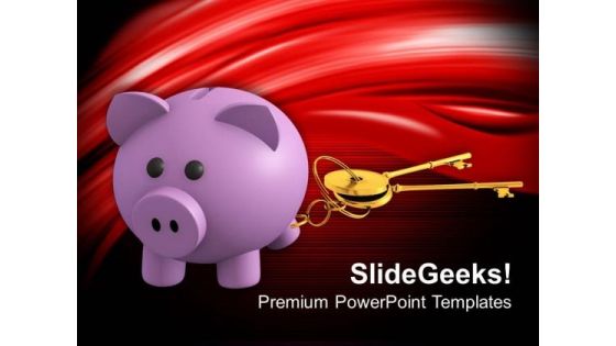 Piggy Bank With Golden Key Investment PowerPoint Templates Ppt Backgrounds For Slides 0213