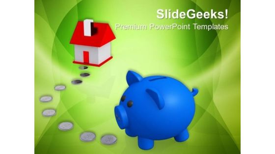 Piggy Bank With House Real Estate PowerPoint Templates And PowerPoint Themes 0812 Piggy Bank With House Real Estate PowerPoint Templates And PowerPoint Themes 0812