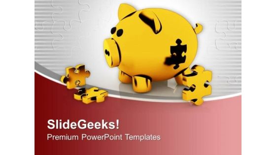 Piggy Bank With Puzzles Solution Concept PowerPoint Templates Ppt Backgrounds For Slides 0313 Piggy Bank With Puzzles Solution Concept PowerPoint Templates Ppt Backgrounds For Slides 0313