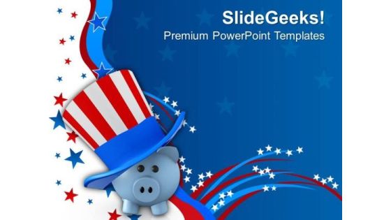 Piggy Wearing Patriotic Hat Americana PowerPoint Templates And PowerPoint Themes 1012 Piggy Wearing Patriotic Hat Americana PowerPoint Templates And PowerPoint Themes 1012