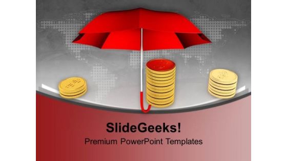 Pile Of Coins Under A Umbrella PowerPoint Templates Ppt Backgrounds For Slides 0113 Pile Of Coins Under A Umbrella PowerPoint Templates Ppt Backgrounds For Slides 0113