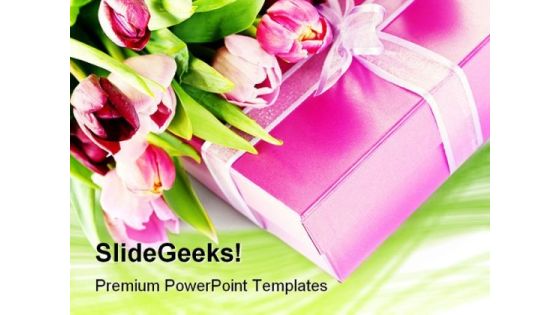 Pink Tulips And Gift Festival PowerPoint Templates And PowerPoint Backgrounds 0311