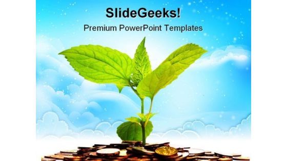 Plant And Coins Metaphor PowerPoint Background And Template 1210 Plant And Coins Metaphor PowerPoint Background And Template 1210
