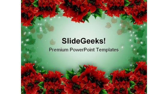 Poinsettias Christmas Garland Background PowerPoint Templates And PowerPoint Backgrounds 0711