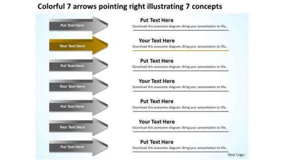 Pointing Right Illustrating Concepts Franchise Business Plan Template PowerPoint Templates