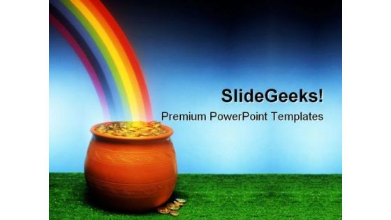Pot Of Gold Metaphor PowerPoint Background And Template 1210 Pot Of Gold Metaphor PowerPoint Background And Template 1210