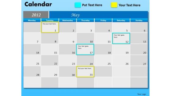 PowerPoint Backgrounds Corporate Teamwork May Calendar 2012 Ppt Process