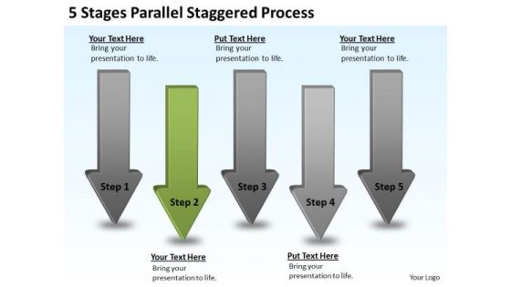 PowerPoint Circular Arrows 5 Stages Parallel Staggered Process Templates