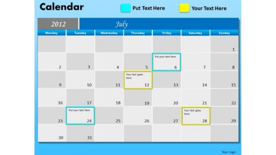 PowerPoint Design Corporate Education July Calendar 2012 Ppt Theme PowerPoint Design Corporate Education July Calendar 2012 Ppt Theme