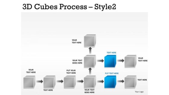 PowerPoint Flowchart Diagram With 3d Cubes Editable Ppt Slides