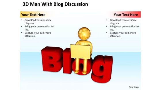 PowerPoint Graphics Business 3d Man With Blog Discussion Templates PowerPoint Graphics Business 3d Man With Blog Discussion Templates