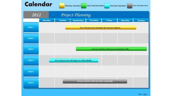 PowerPoint Layout Company Growth Blue Calendar 2012 Ppt Slide