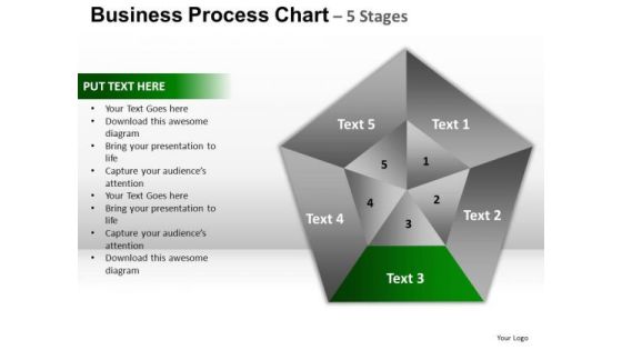 PowerPoint Layouts Success Pentagon Pie Chart Ppt Slides